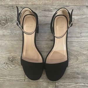 Black Ankle Strap Heels (Size 6.5)